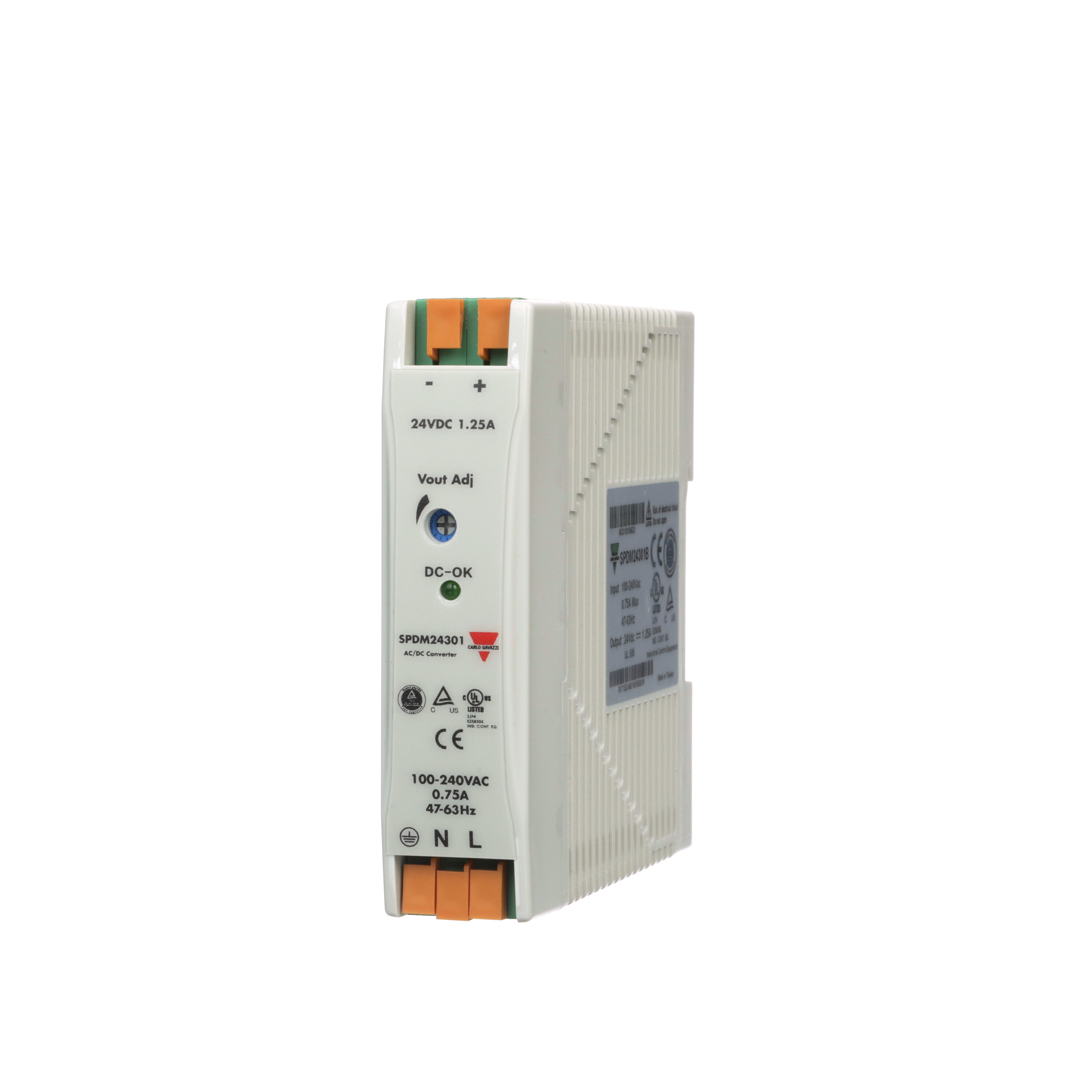 Carlo Gavazzi Switching Power Supply; 12VDC OUT; 2A; 85-264VAC / 120-375VDC IN; Single-Phase; DIN Rail Mount